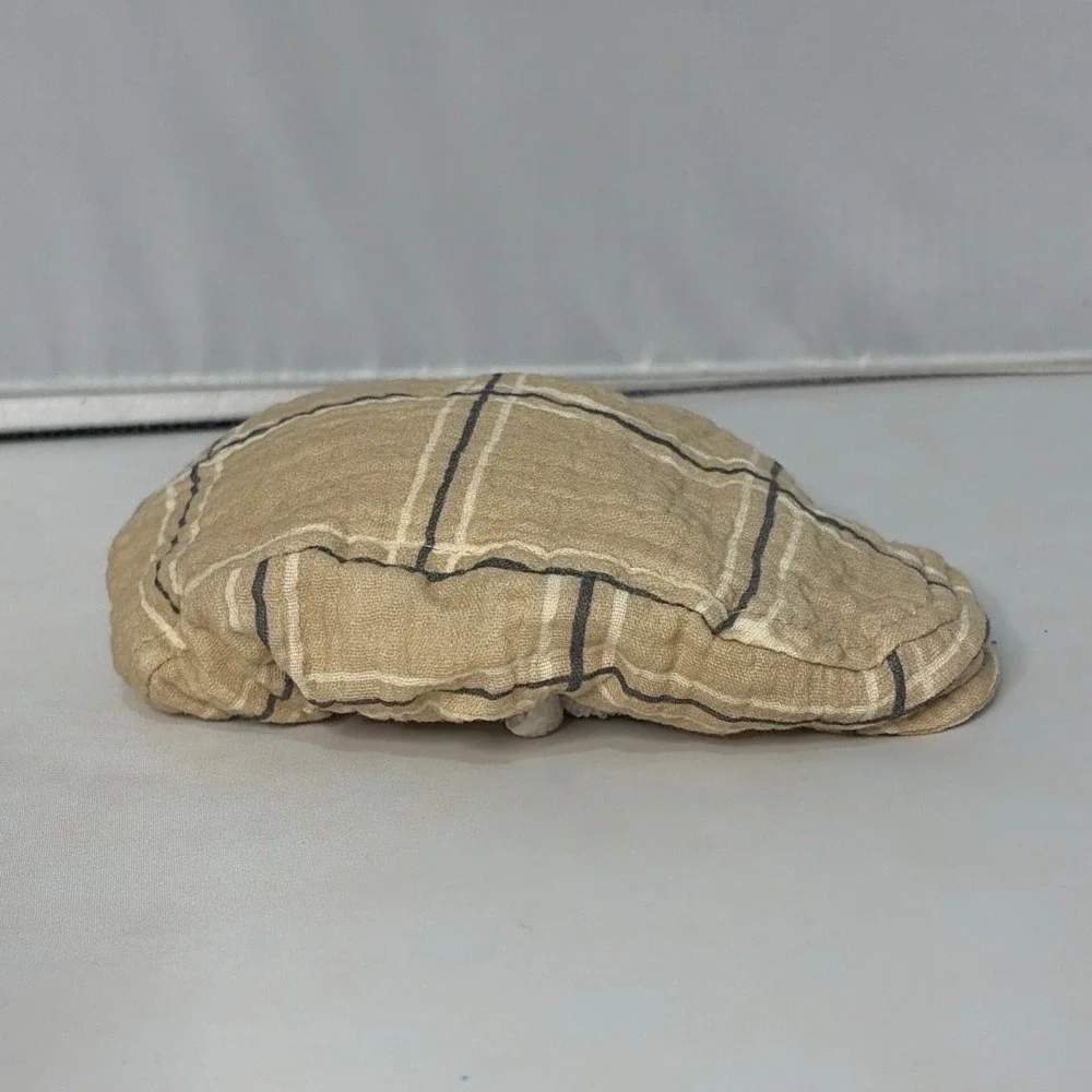 RZ by Rachel Zoe Baby Flat Cap Tan Plaid Newsboy Hat 100% Cotton 0-9 Months